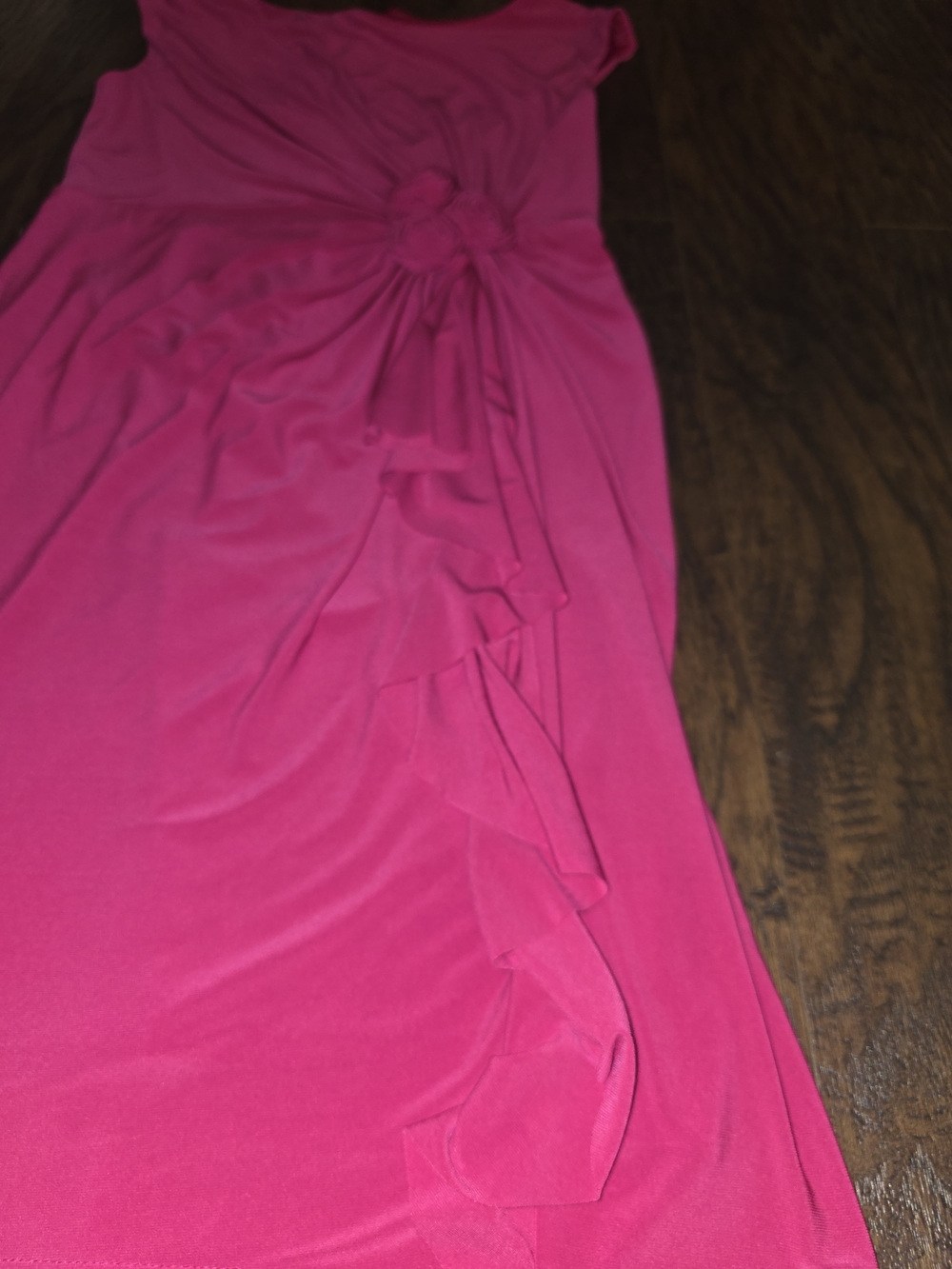 Evan Picone Fuchsia Gathered-Waist Sheath Wedding Guest Dress - Picture 3 of 7